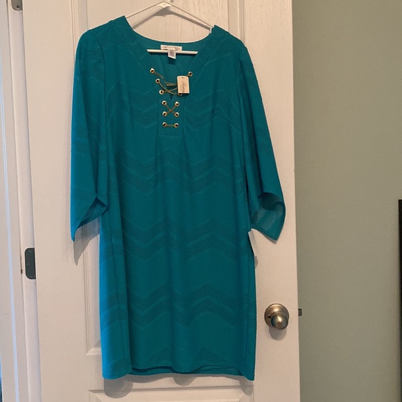 London Times aqua dress or beach cover up - Picture 4 of 4